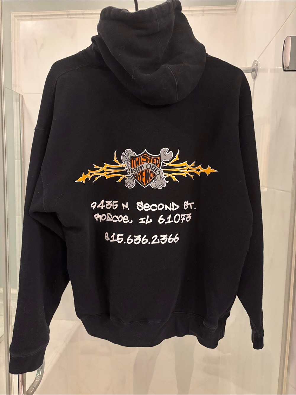 J. America Black Sweatshirt with gray & orange patch